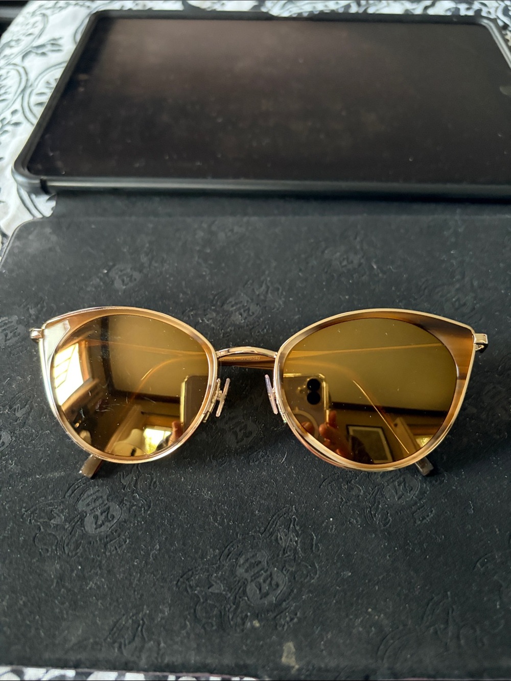 Vera Wang Gold Frame Sunglasses with Amber Lenses